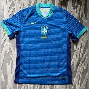 🇧🇷 Nike [M-L] Brazil CBF 2024 Away Stadium Soccer Jersey Blue FJ4283-458